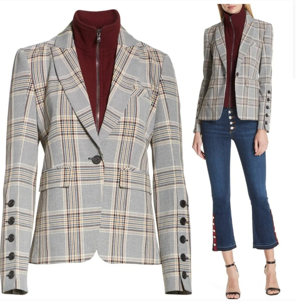 Veronica Beard Glen Plaid Dickey Blazer Jacket Size 10 Academia Preppy Old Money